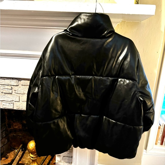 Faux-Leather Puffer Jacket - Picture 6 of 7